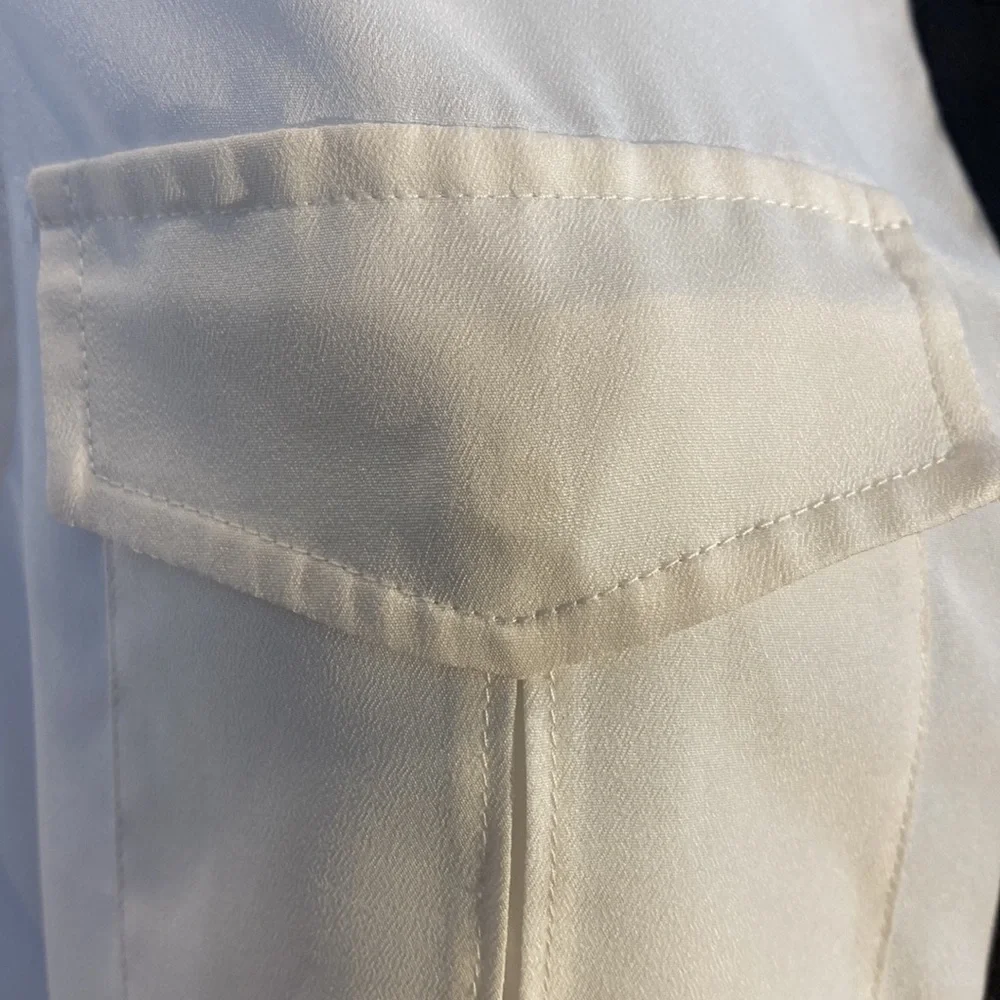 J. Crew sleeveless oversized button down blouse in white with black trim size 6 - Picture 7 of 11